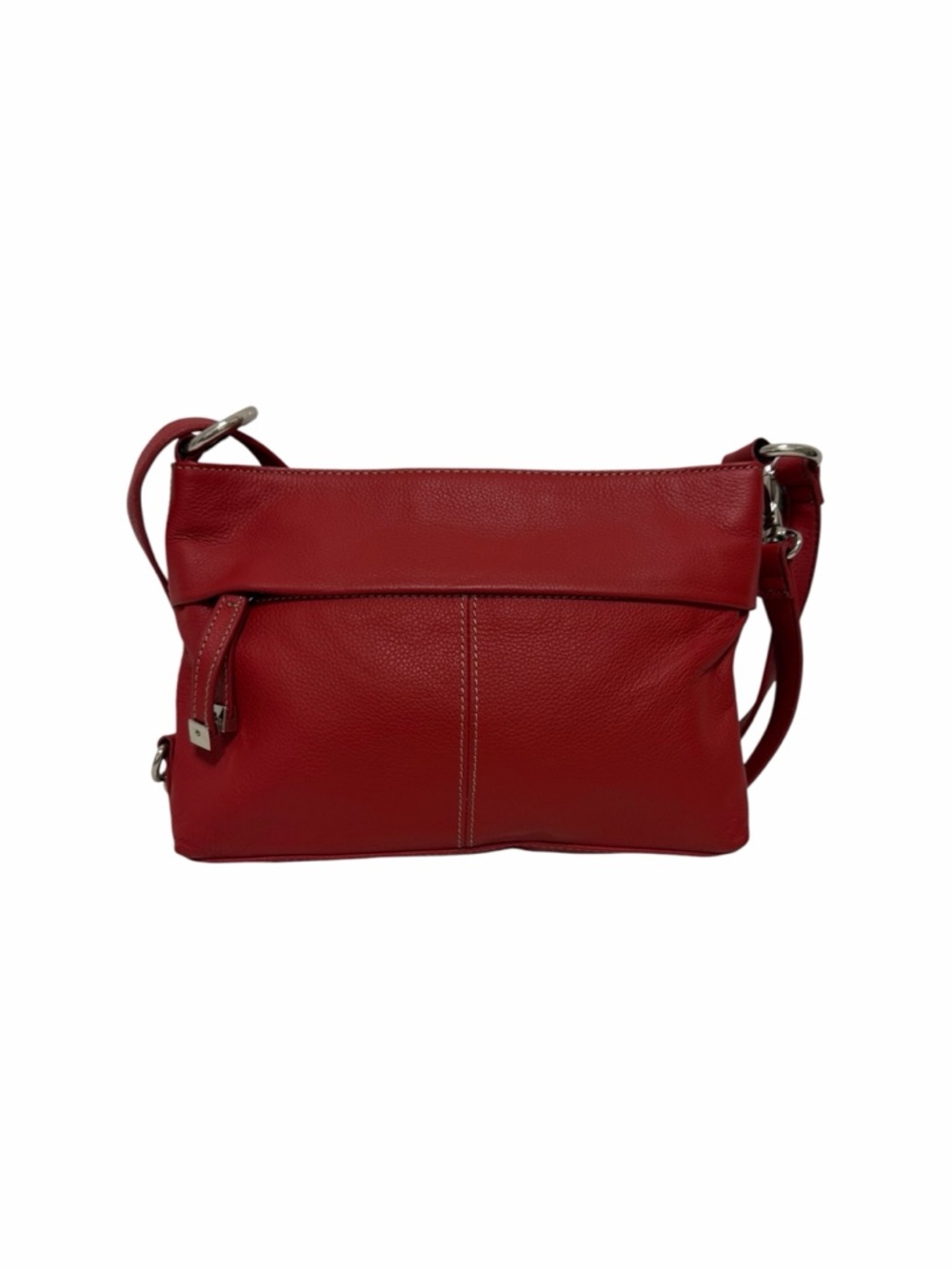 Tignanello Pebbled Red Leather Convertible Handbag